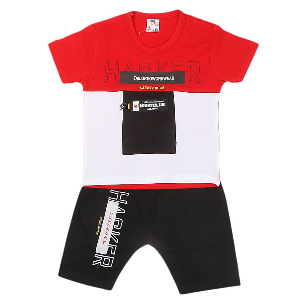 Boys Half Sleeves Short Suit 1204 - Red, Kids, Boys Sets And Suits, Chase Value, Chase Value