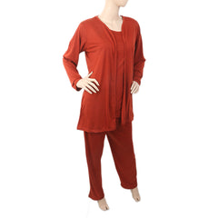 Women's 3 Piece Night Suit - Rust, Women, Night Suit, Chase Value, Chase Value