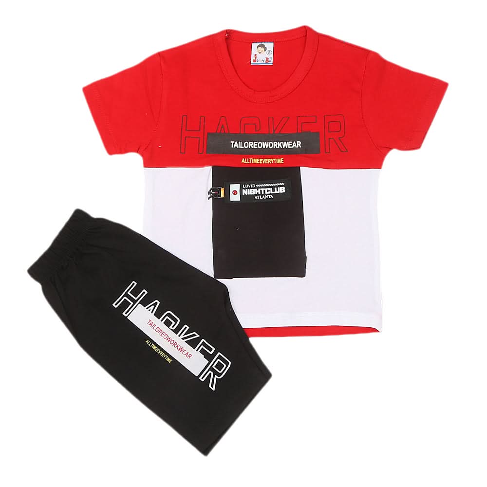 Boys Half Sleeves Short Suit 1204 - Red, Kids, Boys Sets And Suits, Chase Value, Chase Value
