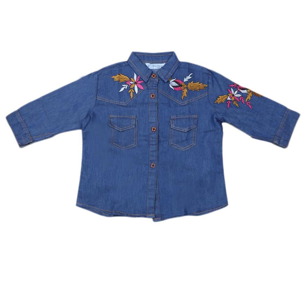 Girls Embroidered Denim Tops - Blue, Kids, Girls Kurti, Chase Value, Chase Value