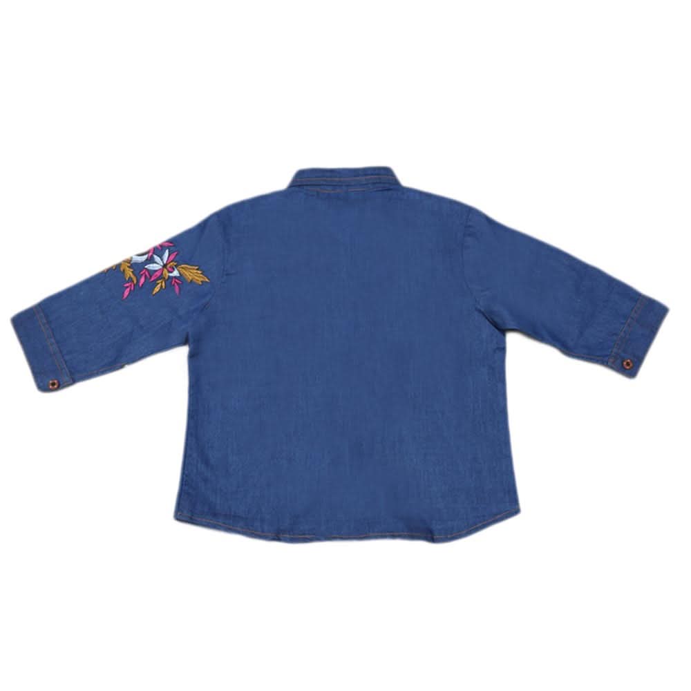 Girls Embroidered Denim Tops - Blue, Kids, Girls Kurti, Chase Value, Chase Value