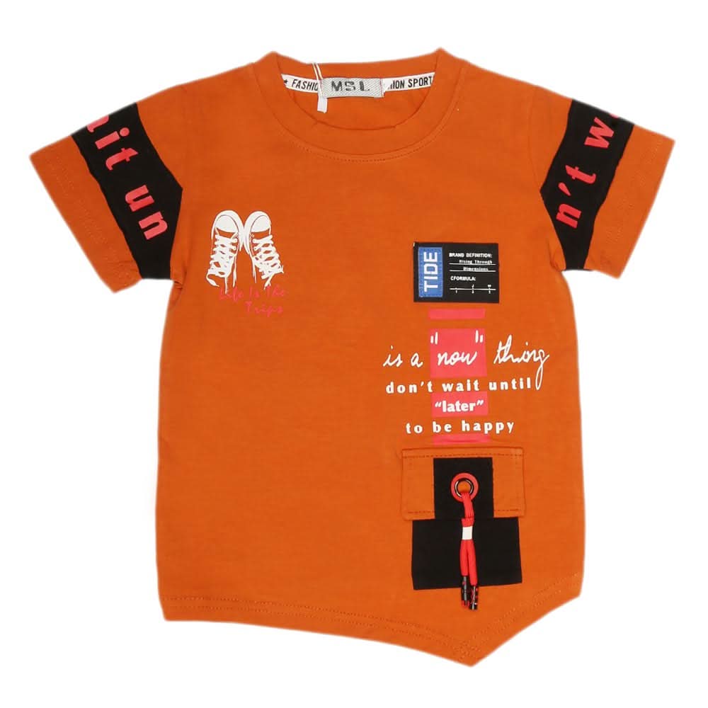 Boys Half Sleeves T-Shirt - Rust, Kids, Boys T-Shirts, Chase Value, Chase Value
