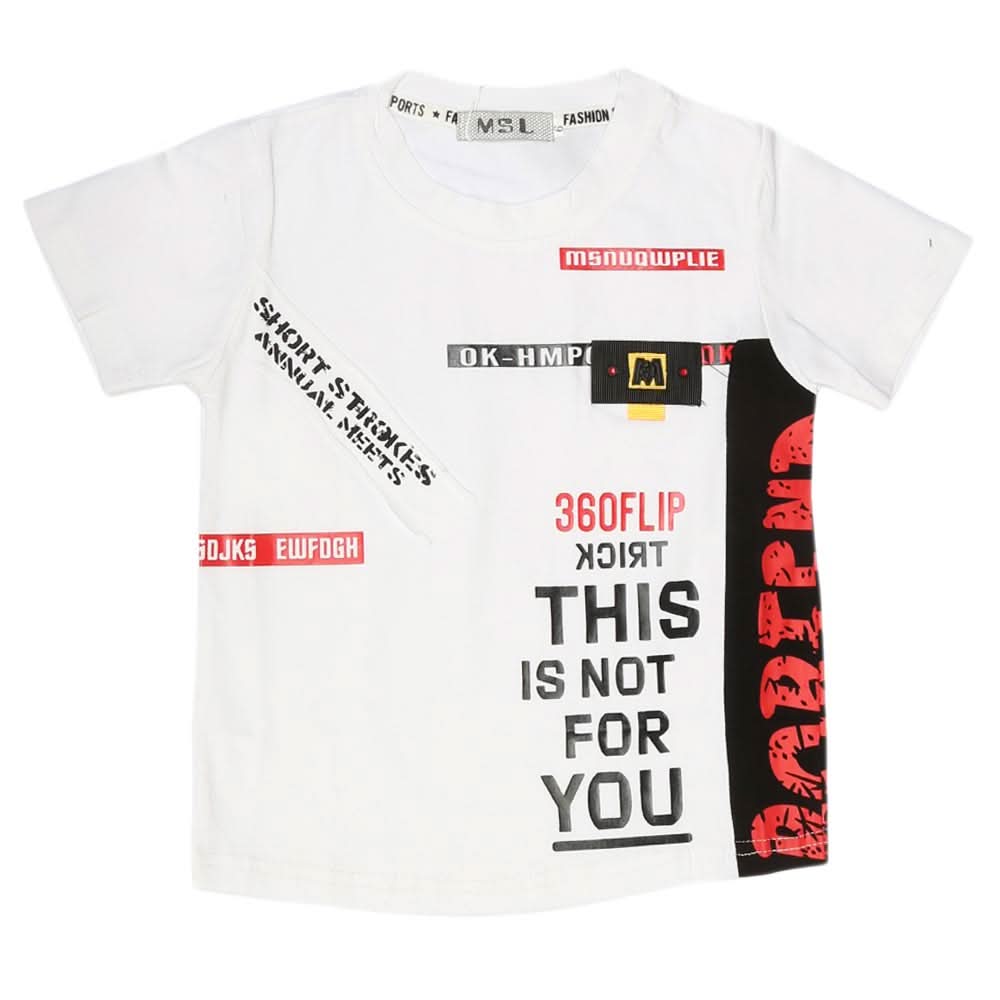 Boys Half Sleeves T-Shirt - White, Kids, Boys T-Shirts, Chase Value, Chase Value