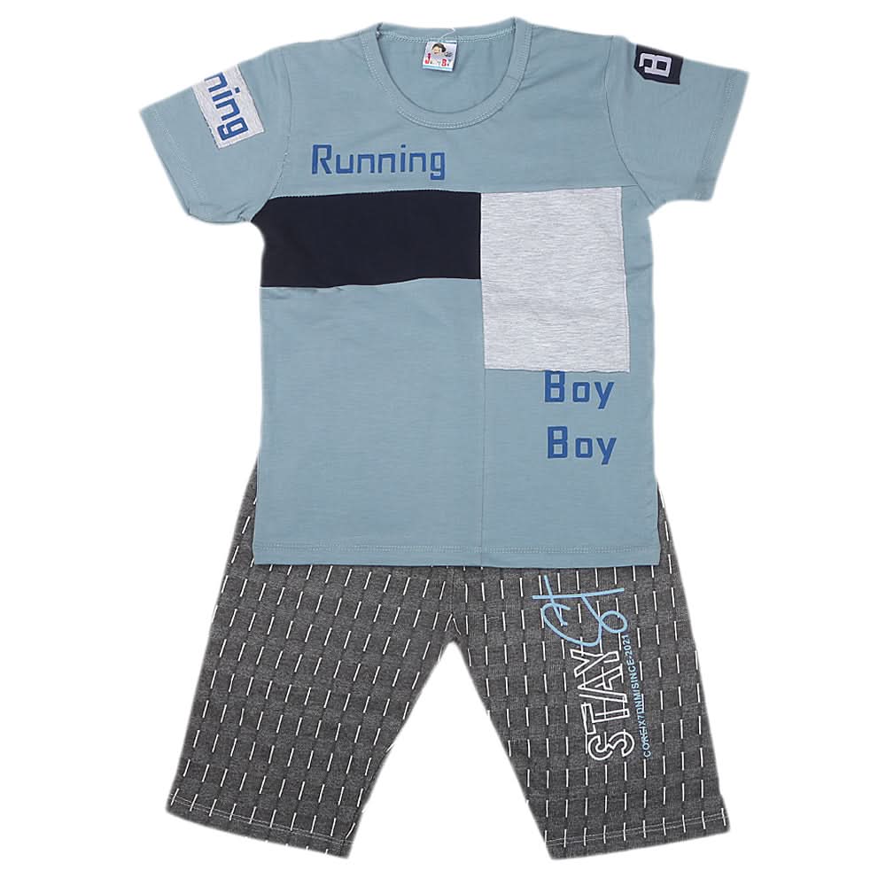 Boys Half Sleeves Short Suit 20-22 1223 - Steel Grey, Kids, Boys Sets And Suits, Chase Value, Chase Value