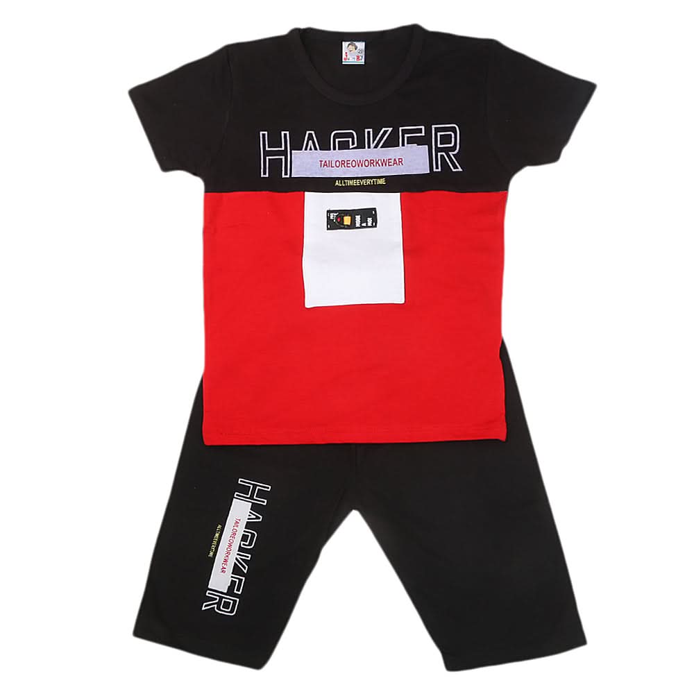 Boys Half Sleeves Short Suit 20-22 1205 - Red, Kids, Boys Sets And Suits, Chase Value, Chase Value