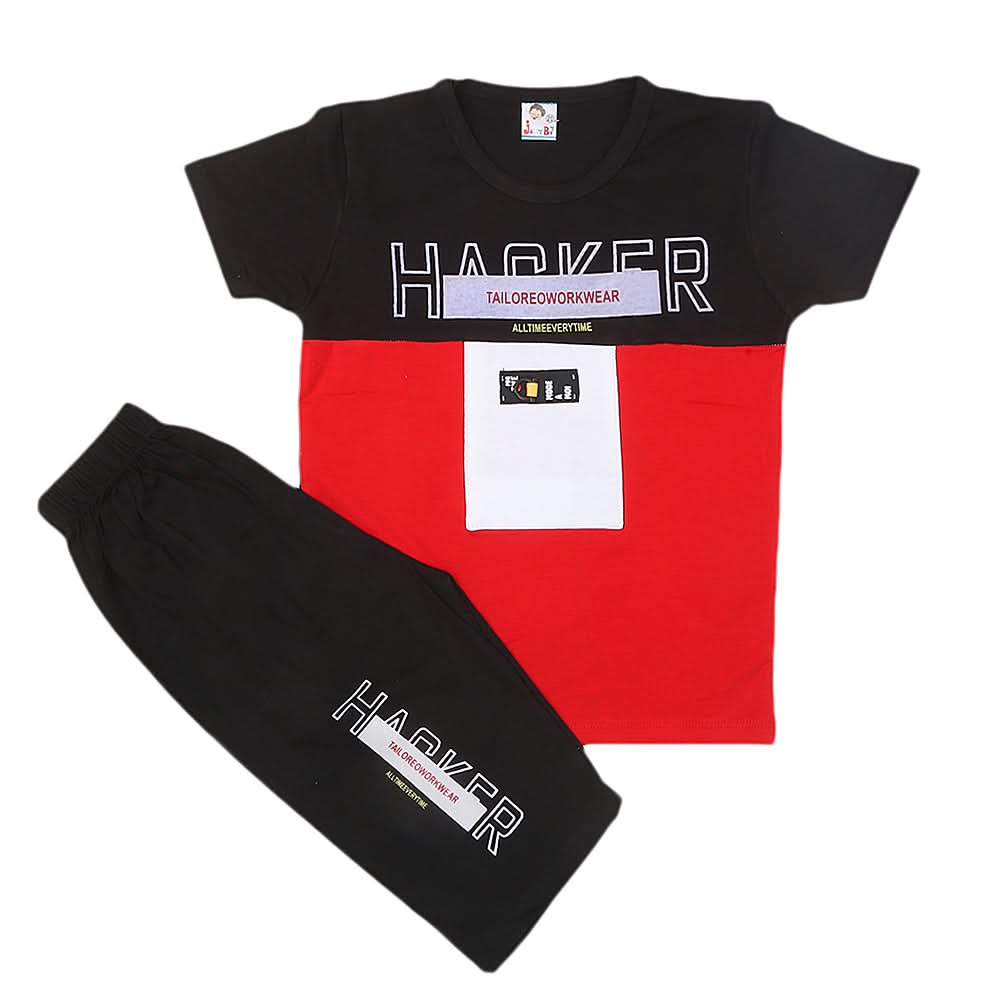 Boys Half Sleeves Short Suit 20-22 1205 - Red, Kids, Boys Sets And Suits, Chase Value, Chase Value