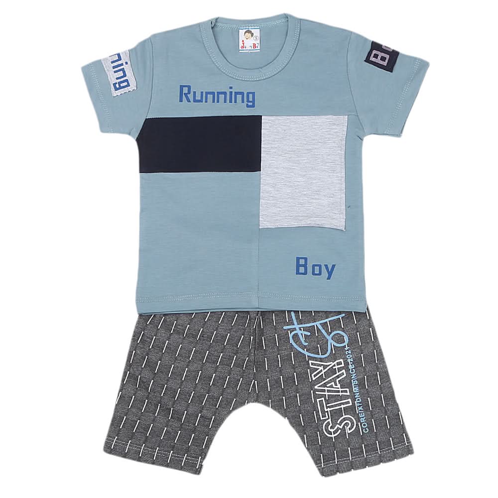 Boys Half Sleeves Short Suit 1222 - Steel Grey, Kids, Boys Sets And Suits, Chase Value, Chase Value