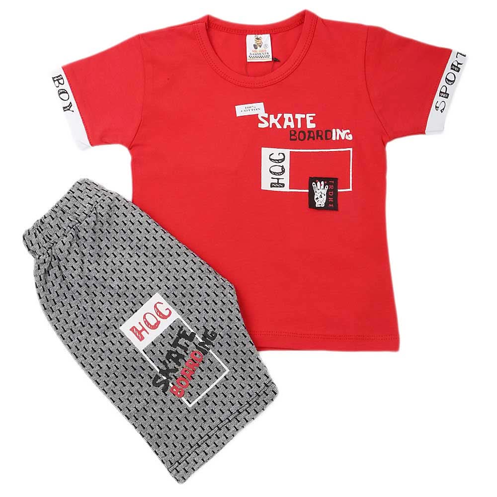 Boys Half Sleeves 2 Piece Suit - Red, Kids, Boys Sets And Suits, Chase Value, Chase Value