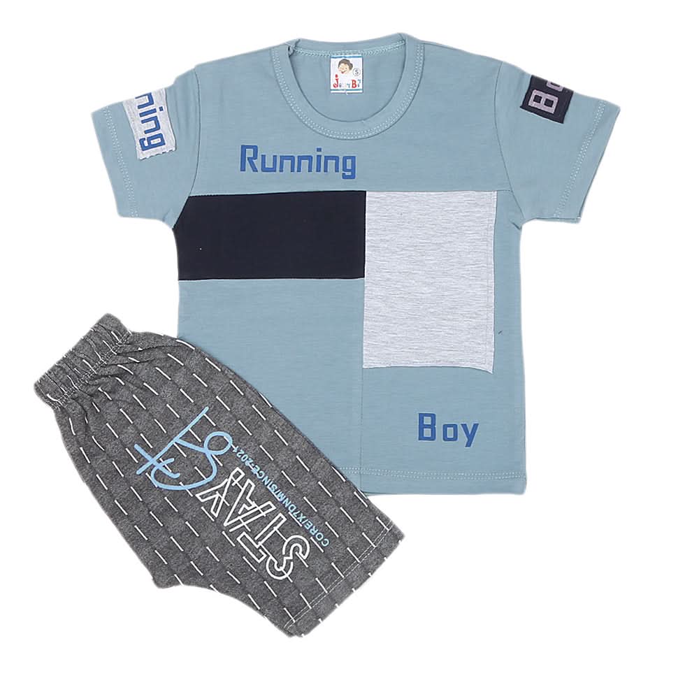 Boys Half Sleeves Short Suit 1222 - Steel Grey, Kids, Boys Sets And Suits, Chase Value, Chase Value