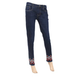 Women's Denim Embroidered Pant - Dark Blue, Women, Pants & Tights, Chase Value, Chase Value