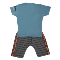Boys 2 Pcs Suit Half Sleeves - Steel Blue, Kids, Boys Sets And Suits, Chase Value, Chase Value