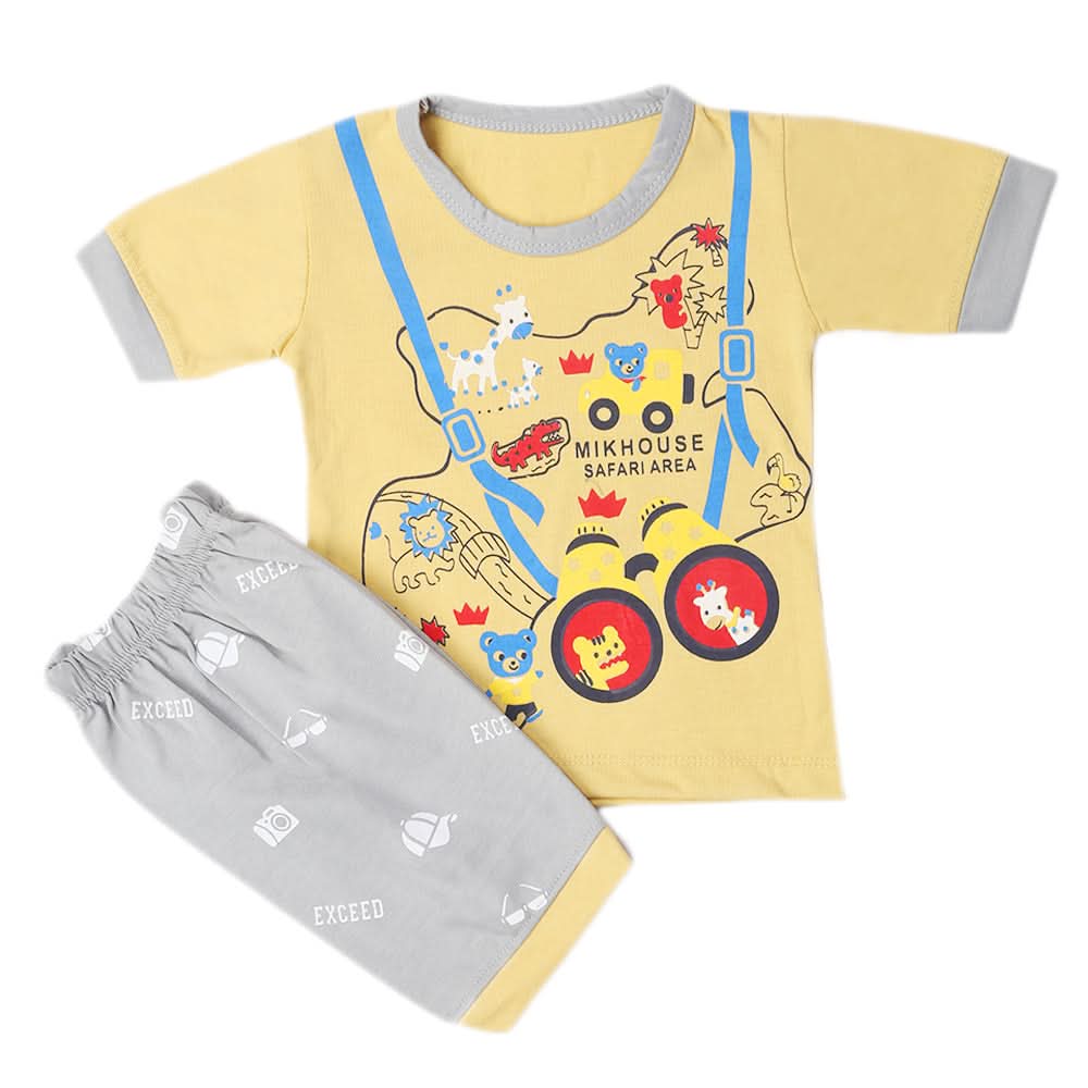 Boys Half Sleeves Short Suit - Camel, Kids, Boys Sets And Suits, Chase Value, Chase Value