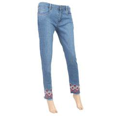 Women's Denim Embroidered Pant - Light Blue, Women, Pants & Tights, Chase Value, Chase Value