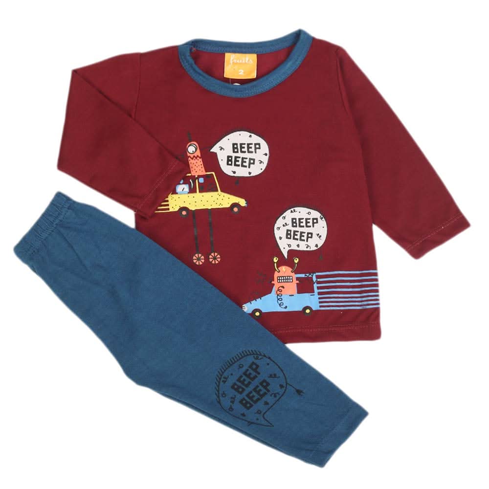 Newborn Boys Full Sleeves Suit - Maroon, Newborn Boys Sets & Suits, Chase Value, Chase Value