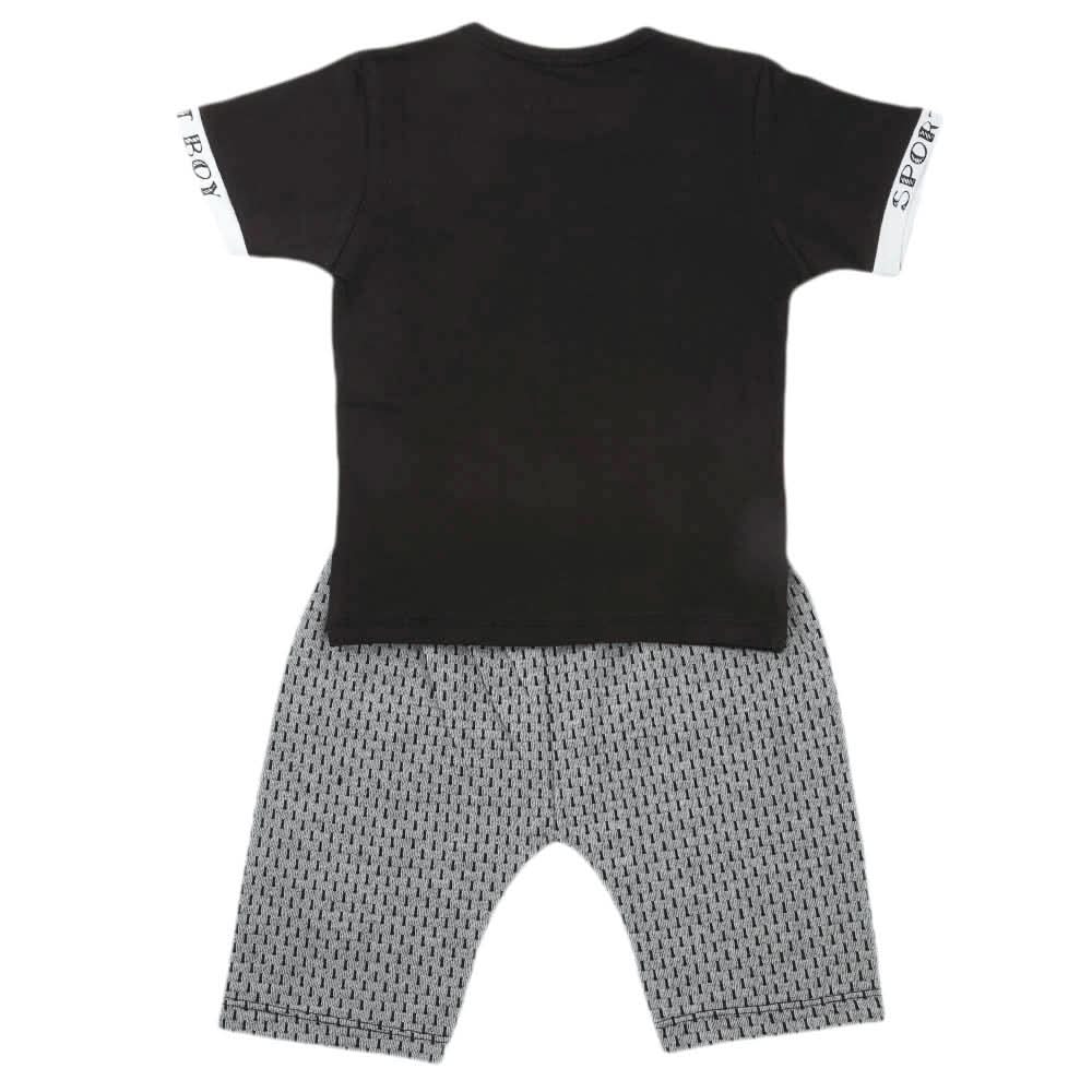 Boys 2 Pcs Suit Half Sleeves - Black, Kids, Boys Sets And Suits, Chase Value, Chase Value