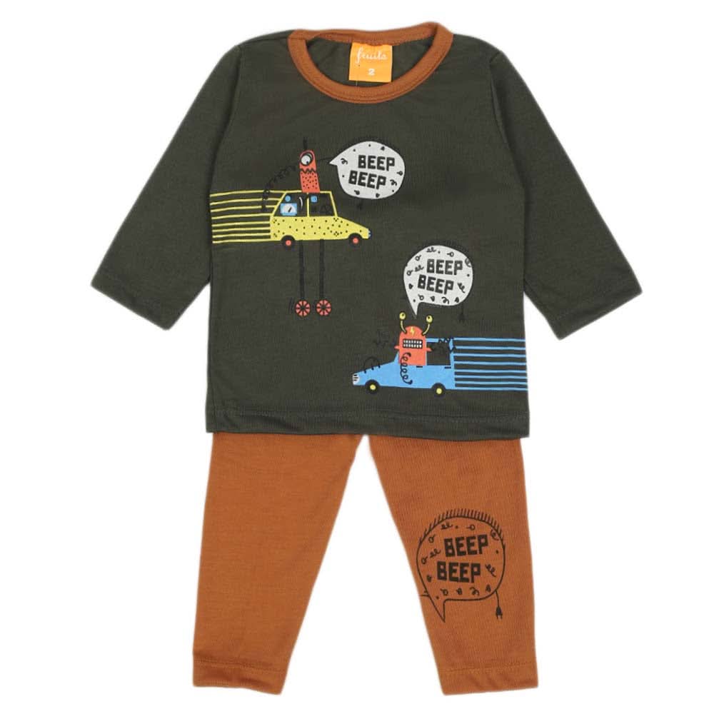 Newborn Boys Full Sleeves Suit - Dark Green, Newborn Boys Sets & Suits, Chase Value, Chase Value