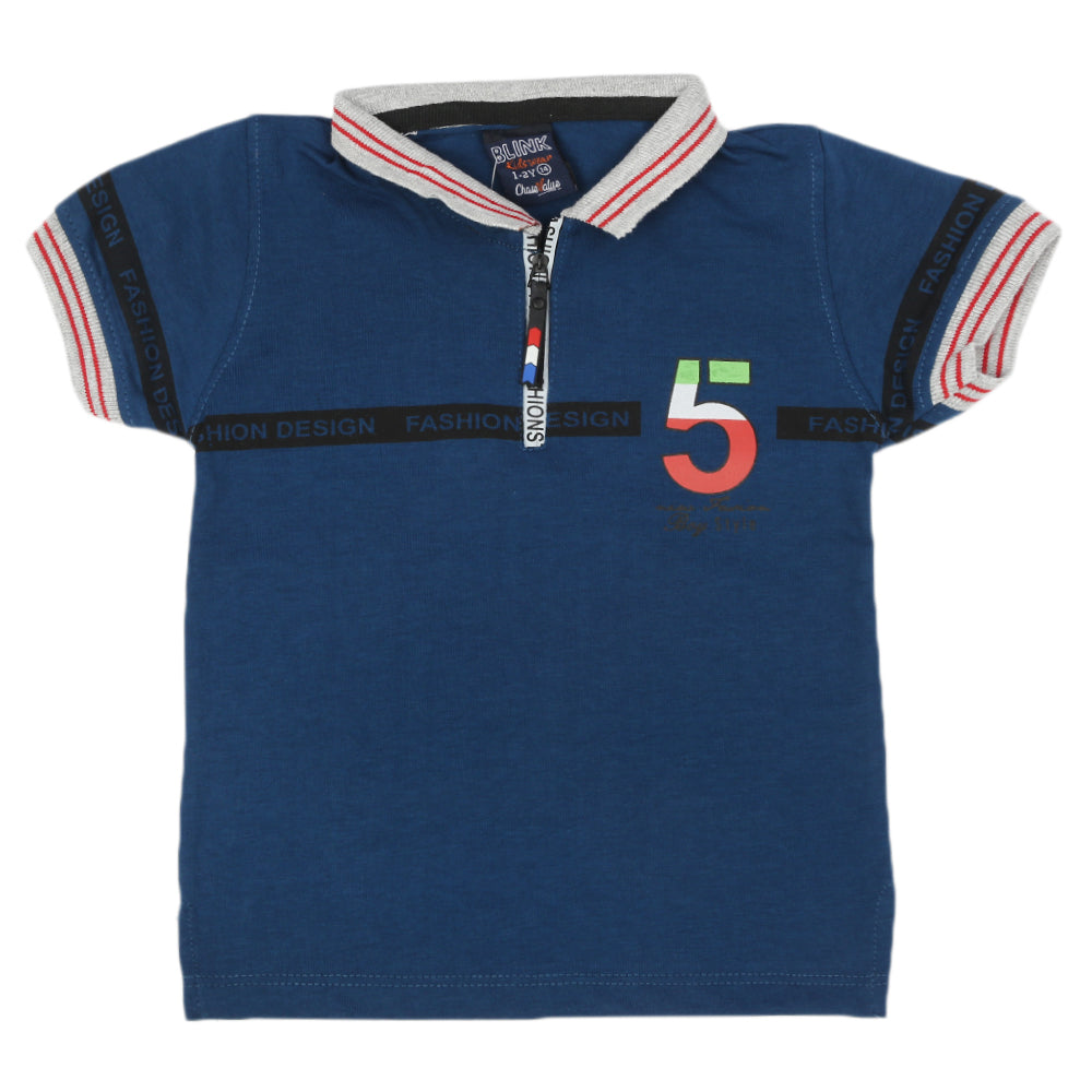 Boys Half Sleeves T-Shirt - Steel Blue, Boys T-Shirts, Chase Value, Chase Value