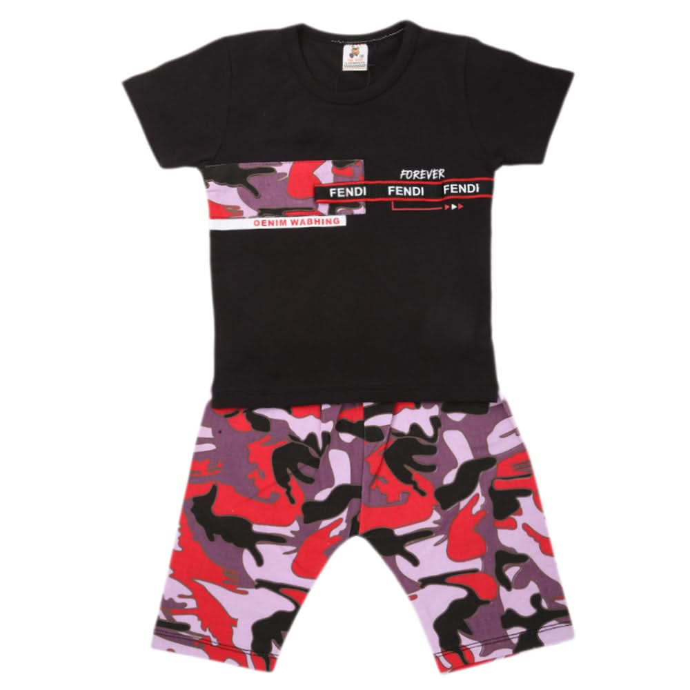 Boys Half Sleeves 2 Piece Suit - Black, Kids, Boys Sets And Suits, Chase Value, Chase Value