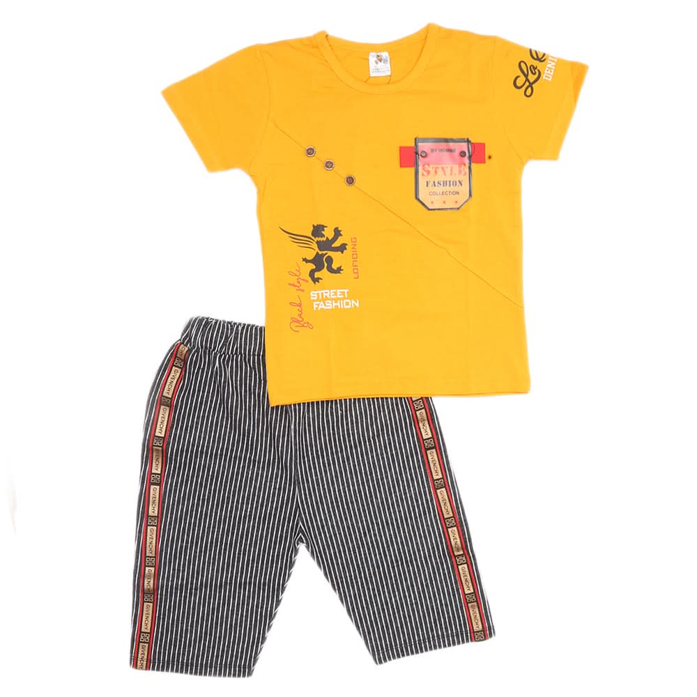 Boys Half Sleeves 2 Piece Suit - Yellow, Kids, Boys Sets And Suits, Chase Value, Chase Value