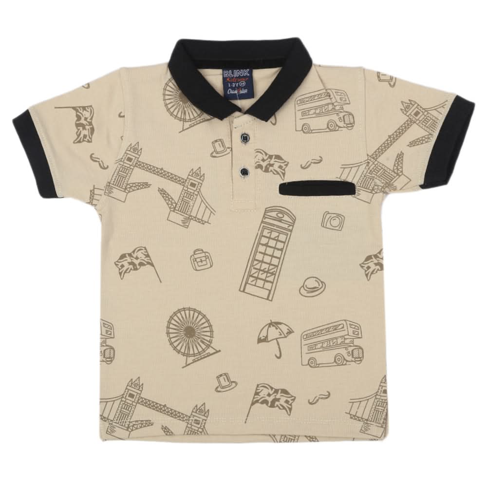 Boys Half Sleeves T-Shirt - Beige, Boys T-Shirts, Chase Value, Chase Value
