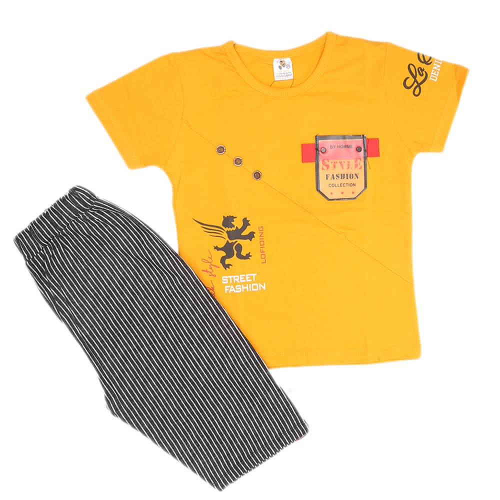 Boys Half Sleeves 2 Piece Suit - Yellow, Kids, Boys Sets And Suits, Chase Value, Chase Value