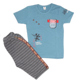 Boys Half Sleeves 2 Piece Suit - Steel Blue, Kids, Boys Sets And Suits, Chase Value, Chase Value