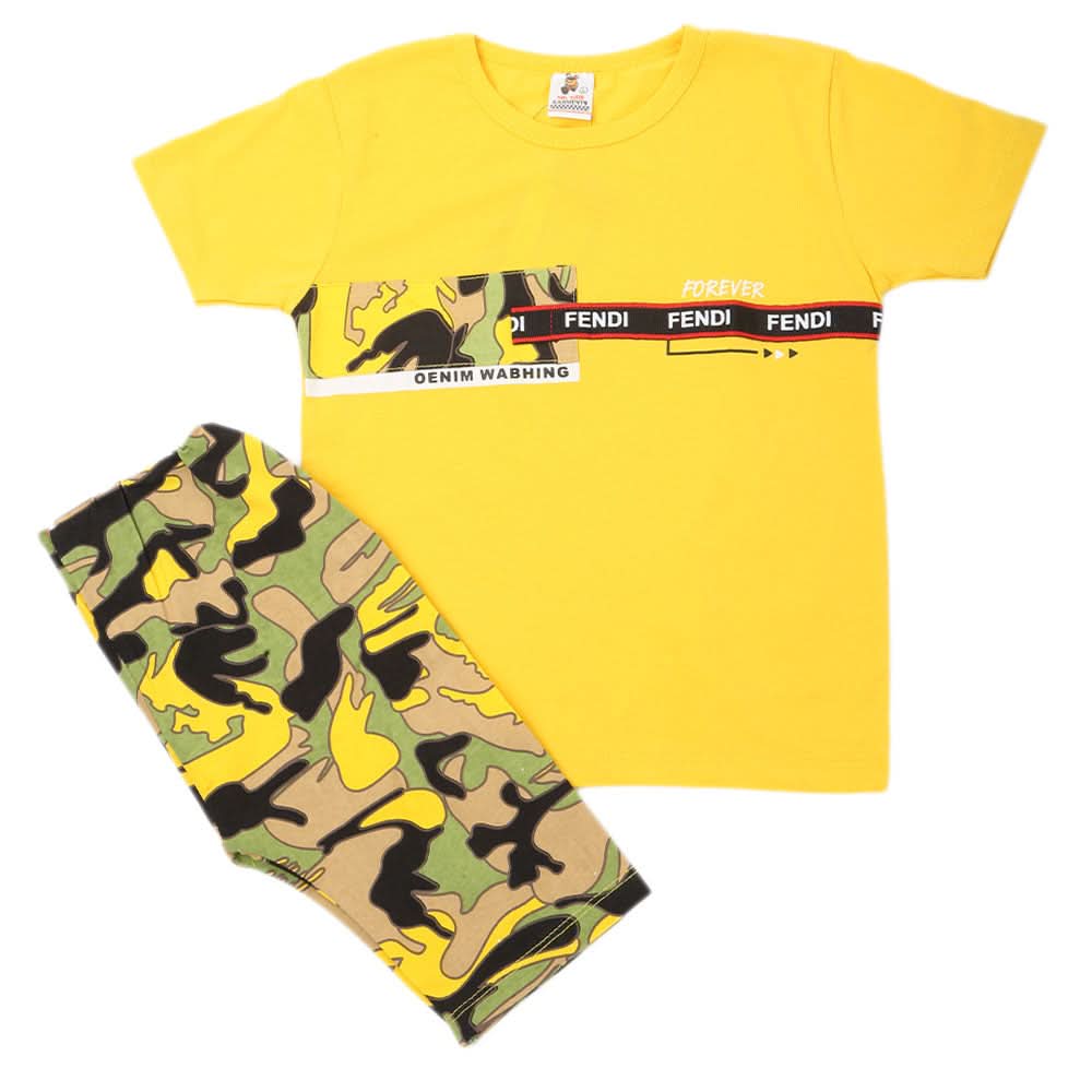 Boys Half Sleeves 2 Piece Suit - Yellow, Kids, Boys Sets And Suits, Chase Value, Chase Value