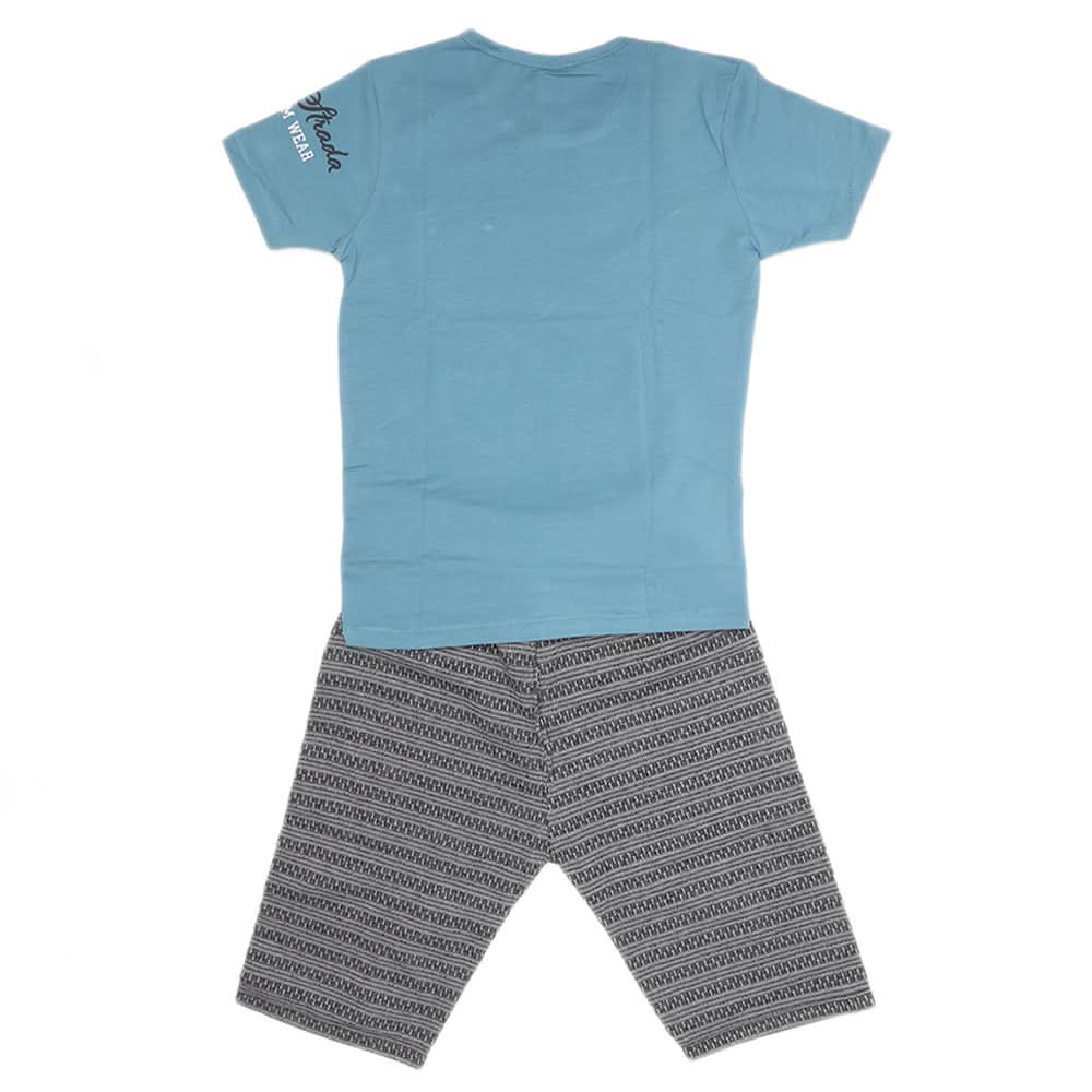 Boys Half Sleeves 2 Piece Suit - Steel Blue, Kids, Boys Sets And Suits, Chase Value, Chase Value