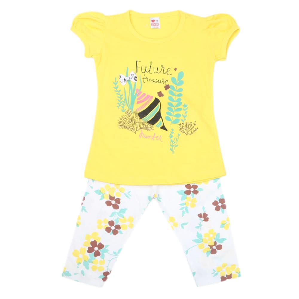 Girls Half Sleeves Suits - Yellow, Kids, Girls Sets And Suits, Chase Value, Chase Value