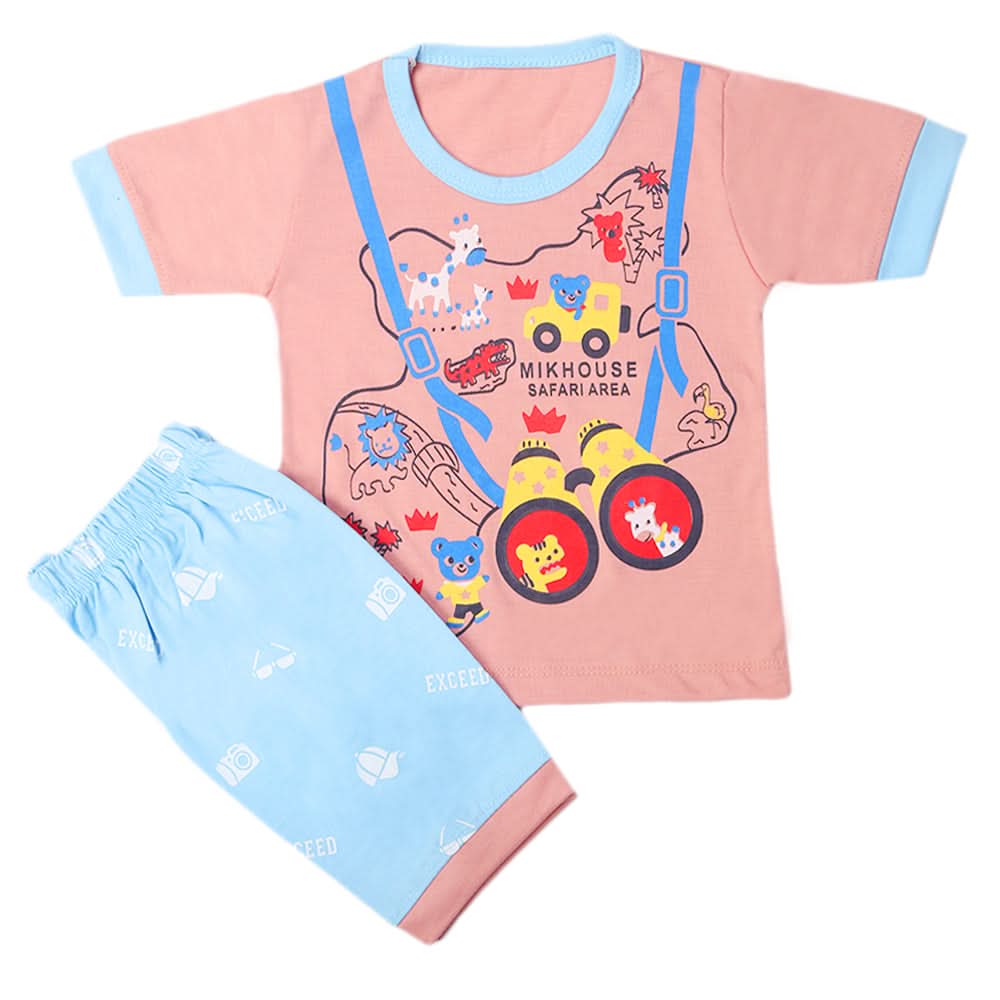Boys Half Sleeves Short Suit - Tea Pink, Kids, Boys Sets And Suits, Chase Value, Chase Value