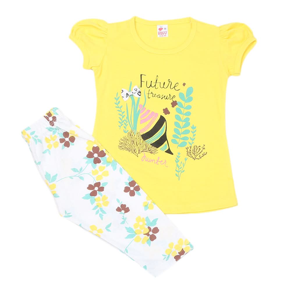 Girls Half Sleeves Suits - Yellow, Kids, Girls Sets And Suits, Chase Value, Chase Value