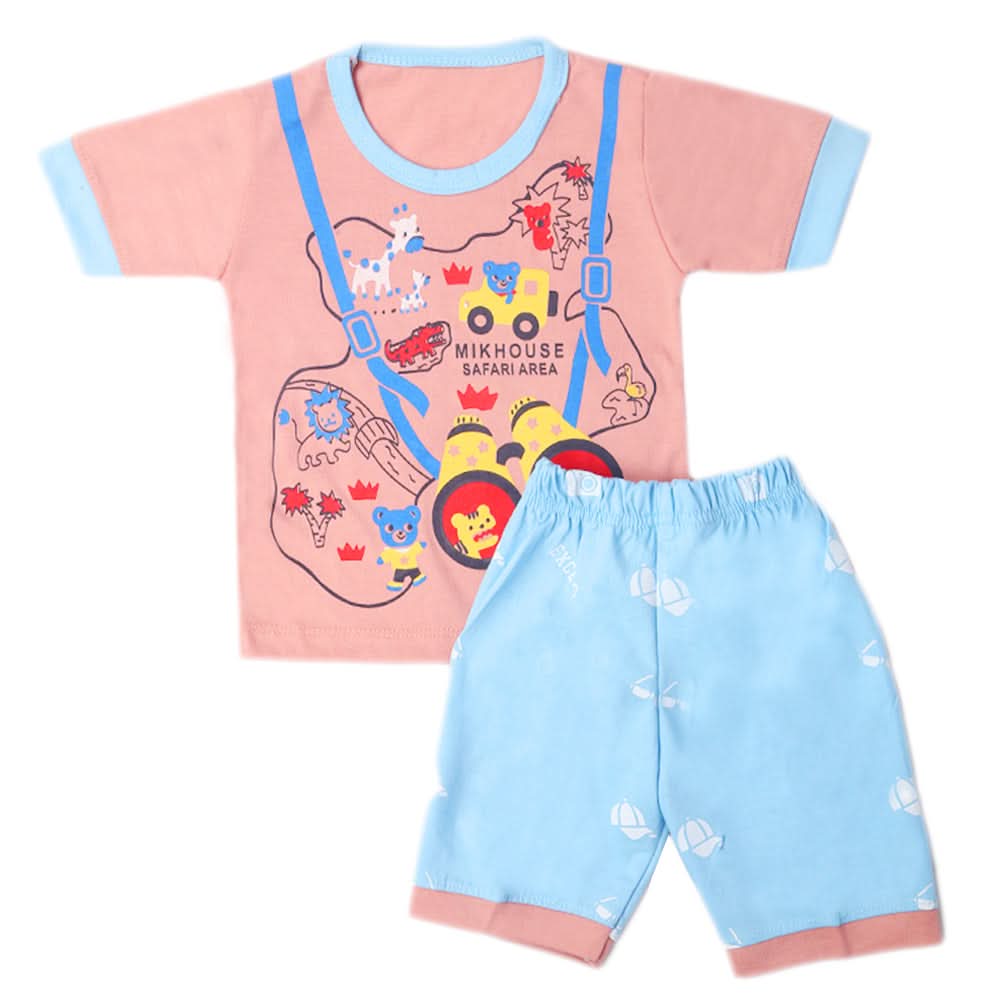 Boys Half Sleeves Short Suit - Tea Pink, Kids, Boys Sets And Suits, Chase Value, Chase Value