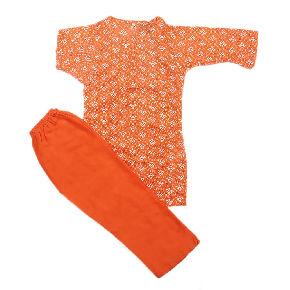 Girls Printed Shalwar Suit - Orange, Kids, Girls Sets And Suits, Chase Value, Chase Value