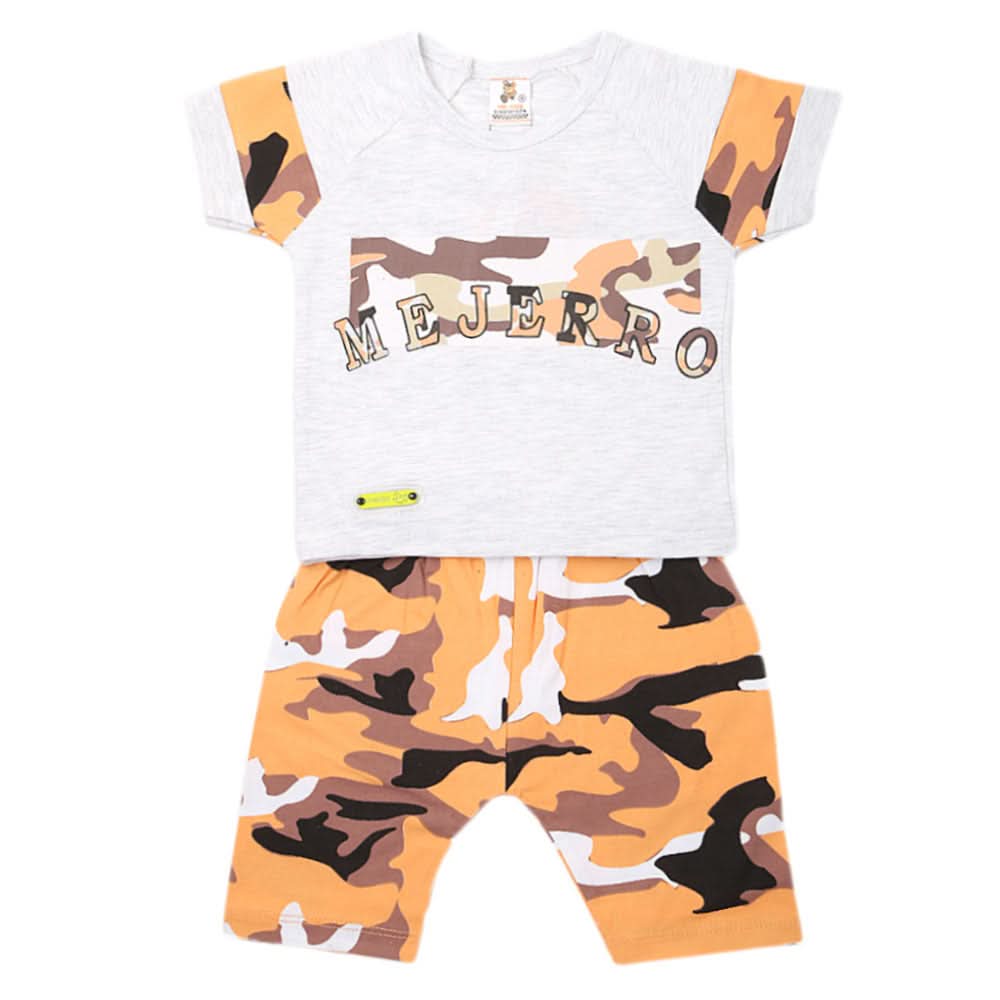 Boys 2 Pcs Suit Half Sleeves - Peach, Kids, Boys Sets And Suits, Chase Value, Chase Value
