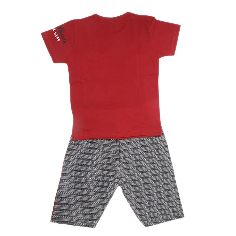 Boys Half Sleeves 2 Piece Suit - Maroon, Kids, Boys Sets And Suits, Chase Value, Chase Value