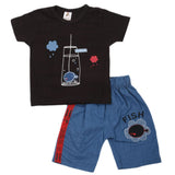 Boys 2 Pcs Suit Half Sleeves - Black, Kids, Boys Sets And Suits, Chase Value, Chase Value