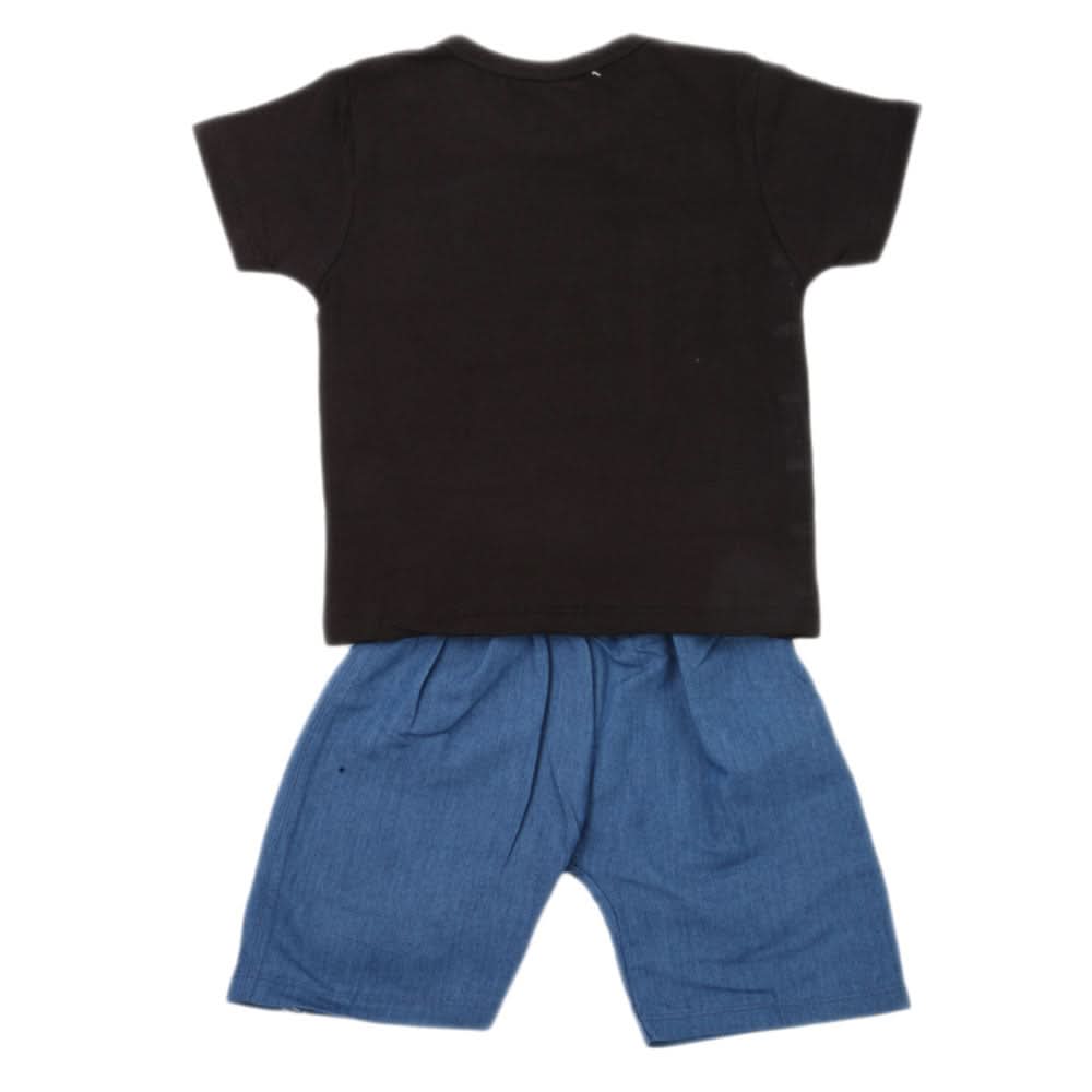 Boys 2 Pcs Suit Half Sleeves - Black, Kids, Boys Sets And Suits, Chase Value, Chase Value