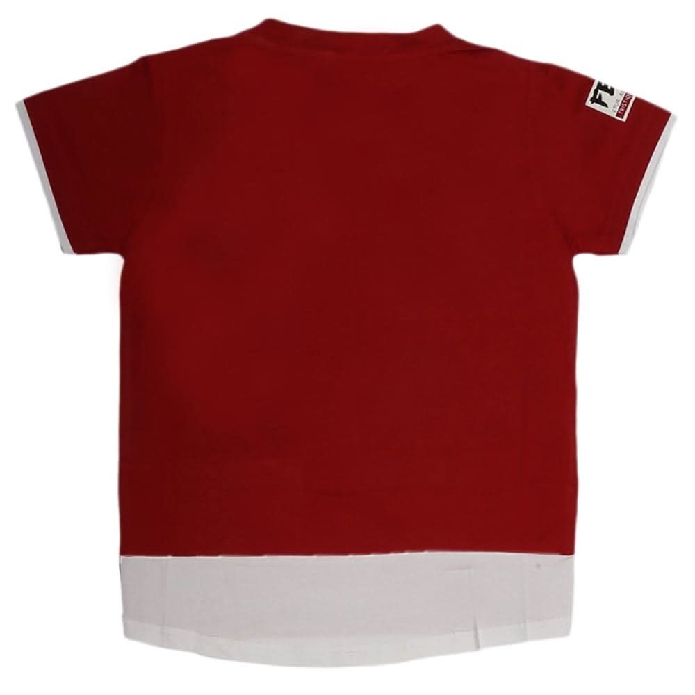 Boys Half Sleeves T-Shirt - Maroon, Kids, Boys T-Shirts, Chase Value, Chase Value