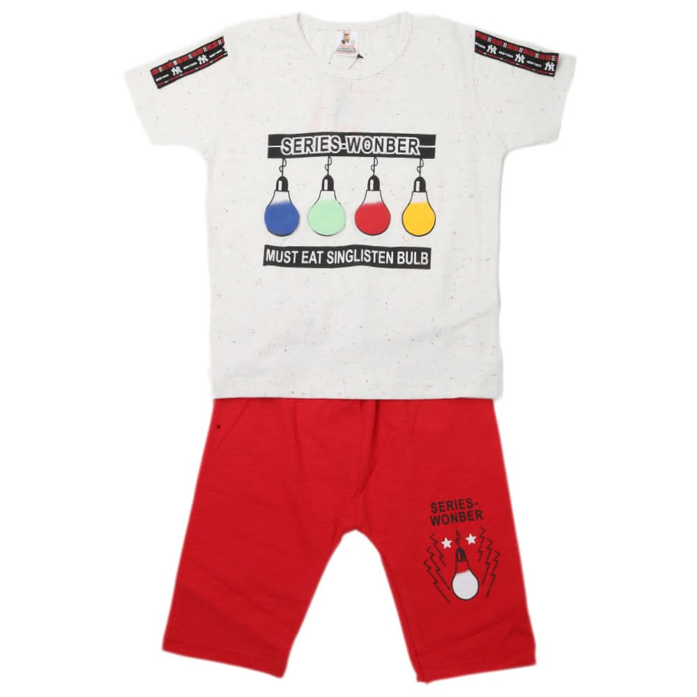 Boys Half Sleeves 2 Piece Suit - Red, Kids, Boys Sets And Suits, Chase Value, Chase Value