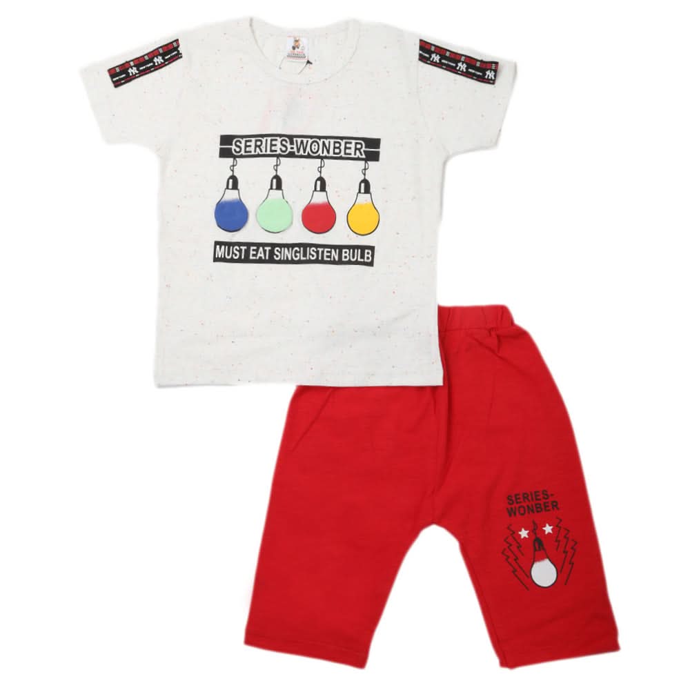 Boys 2 Pcs Suit Half Sleeves - Red, Kids, Boys Sets And Suits, Chase Value, Chase Value
