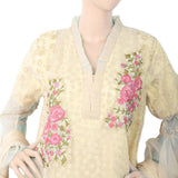Women's Fancy Net 03 Pcs Suit - Beige, Women, Shalwar Suits, Chase Value, Chase Value
