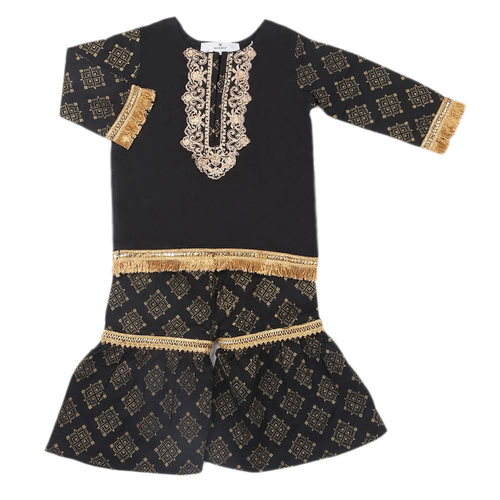 Newborn Girls Shalwar Suits - Black, Kids, New Born Girls Sets And Suits, Chase Value, Chase Value