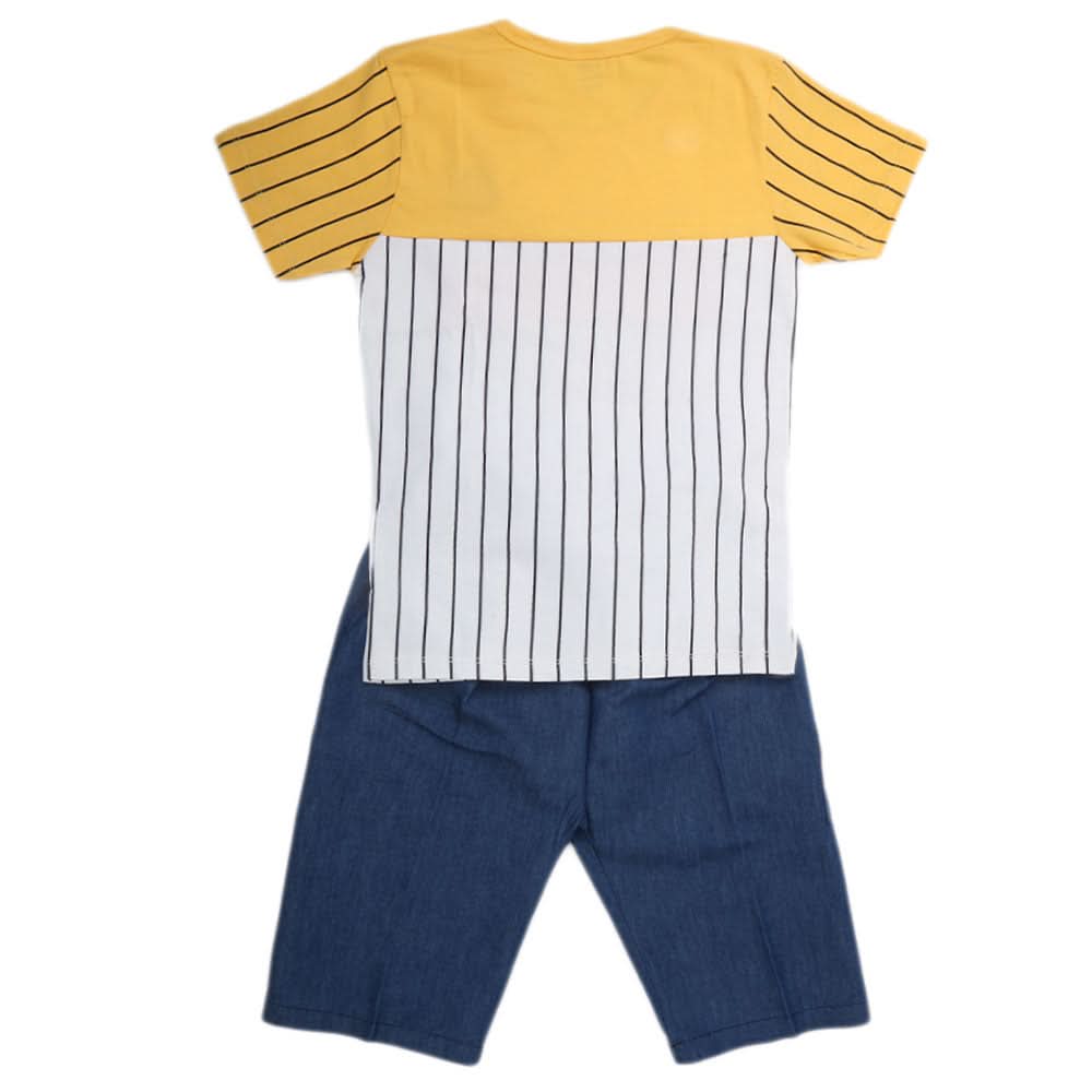 Boys 2 Pcs Suit Half Sleeves - Yellow, Kids, New Born Boys Sets And Suits, Chase Value, Chase Value