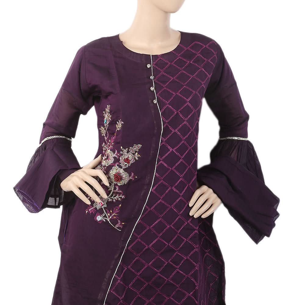 Women's Embroidered Fancy 03 Pcs Suit - Purple, Women, Shalwar Suits, Chase Value, Chase Value
