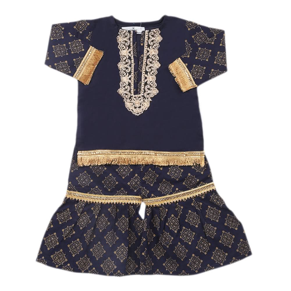 Newborn Girls Shalwar Suits - Navy Blue, Kids, New Born Girls Sets And Suits, Chase Value, Chase Value