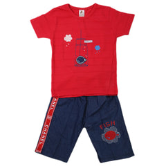 Boys 2 Pcs Suit Half Sleeves - Red, Kids, Boys Sets And Suits, Chase Value, Chase Value