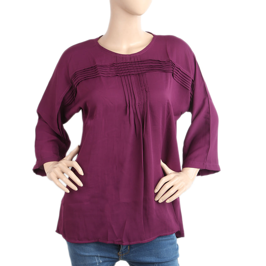 Women's Plain Georgette Top - Purple, Women, T-Shirts And Tops, Chase Value, Chase Value