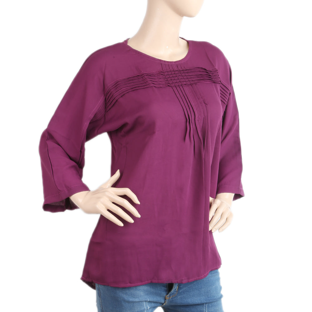 Women's Plain Georgette Top - Purple, Women, T-Shirts And Tops, Chase Value, Chase Value