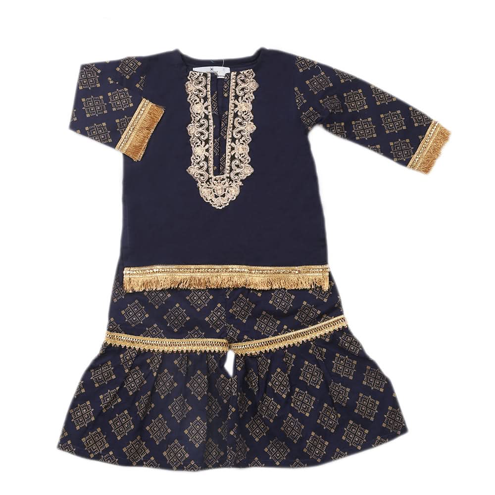 Newborn Girls Shalwar Suits - Navy Blue, Kids, New Born Girls Sets And Suits, Chase Value, Chase Value