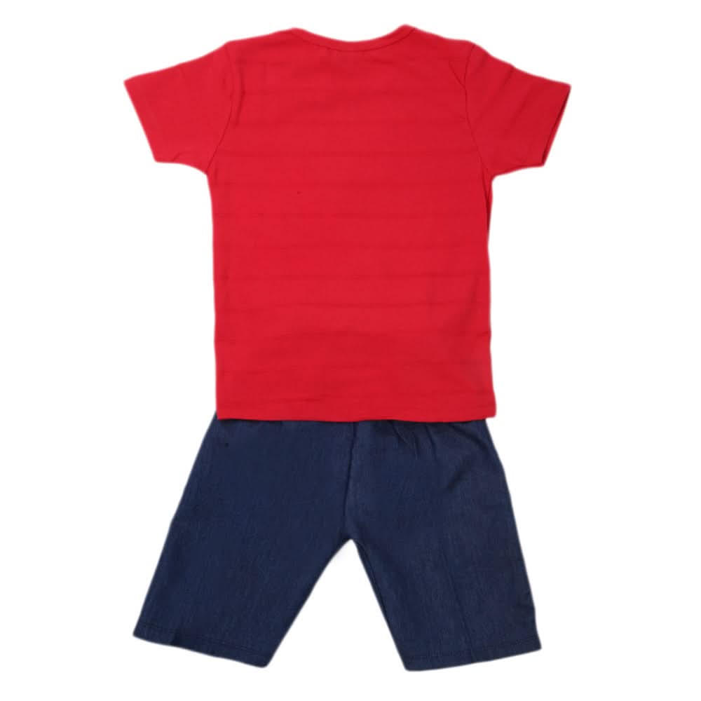 Boys 2 Pcs Suit Half Sleeves - Red, Kids, Boys Sets And Suits, Chase Value, Chase Value